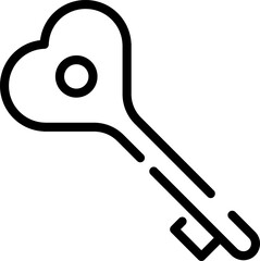 Modern Rounded Outline Valentine Key Icon