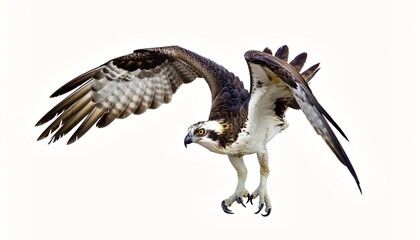 Obraz premium Majestic Osprey in Dynamic Flight with Wings Spread, Isolated