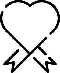 Modern Rounded Outline Valentine Ribbon Icon