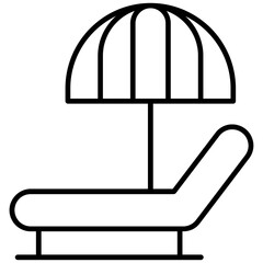 Sun Lounger Icon Vector Element