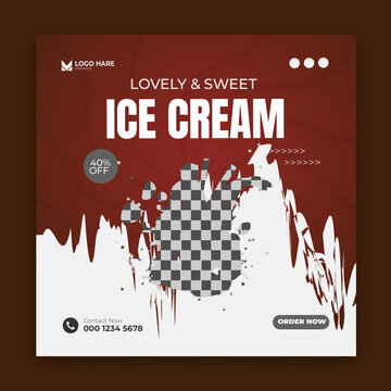 Special ice crem social media post banner design template.