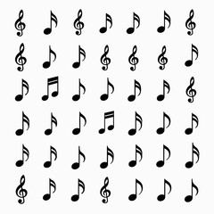 Fototapeta premium Music Notation Vector Icon Sheet in Thick Line Art Style