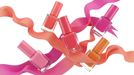 Nail Polish Bottles with Flowing Ribbons