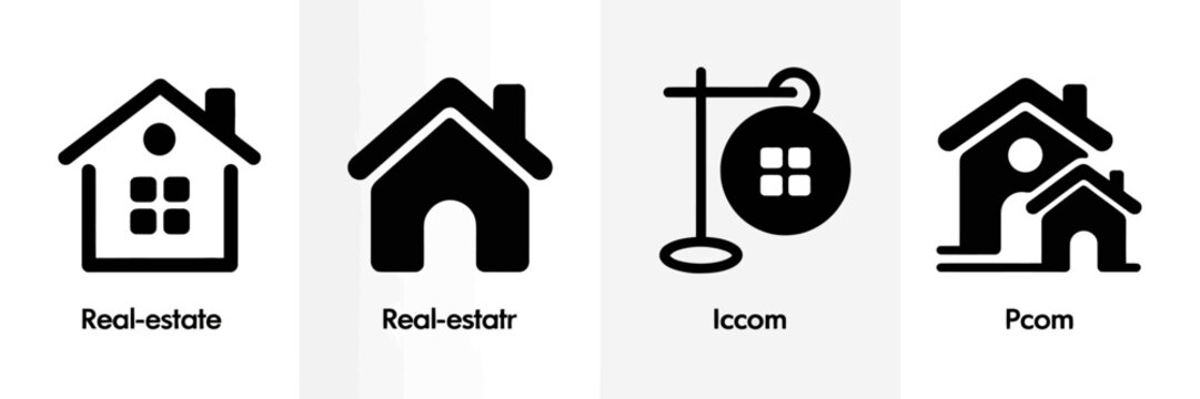 Black and white real estate icons.