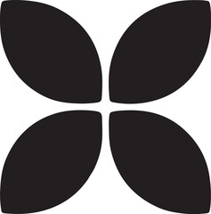 Bloom reduced to four symmetrical petals forming a square, clean modern vector logo icon