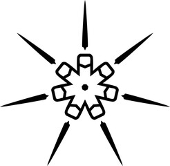 Abstract Radial Connection Diagram with Central Focus Point and Outward Arrows