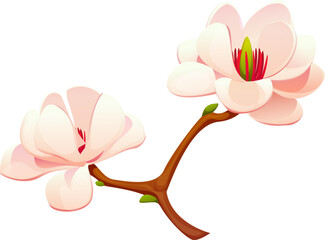 Cherry blossom sakura icon for Chinese travel, culture, holiday in Asia, vector symbol. Cartoon sakura cherry blossom branch with pink flowers blooming for Chinese Lunar New Year or Chinatown festival © Seavector