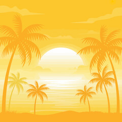 Fototapeta premium A serene tropical beach at sunset.