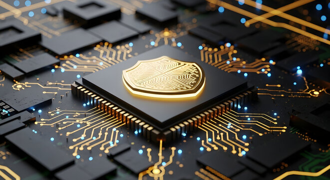 &ldquo;Crypto Chip on Circuit Board &ndash; Blockchain Tech and Cryptocurrency Hardware Visual&rdquo;
