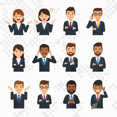 Fototapeta premium Diverse business people in various emotive poses