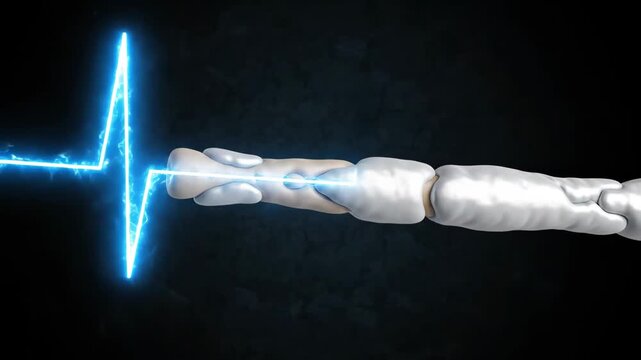 Detailed 3D animation illustrating the rapid electrical signal propagation in a nerve cell axon.