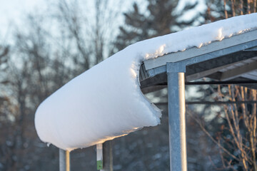 slow sliding and falling from the roof