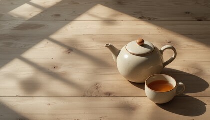 Minimalist Tea Still Life with Natural Earthy Tones