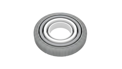 Set of concentric, ribbed, circular molds on a white background