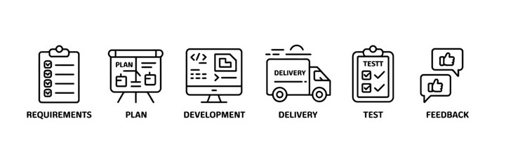 icons illustrating software development process.