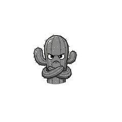 Fototapeta premium Grumpy Cactus Character