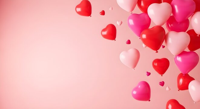 Valentine's day heart balloons on pink background for lovers
