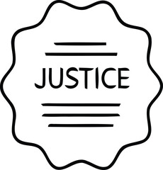 justice icon with decorative border and lines