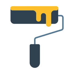Paint Roller Flat Colored Icon for Painting Construction Renovation and Decoration Work