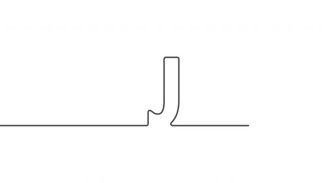 Letter J. Animation of a continuous line. A letter drawn with a single line