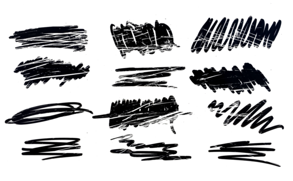 Set of various handdrawn scribble lines and underlines black ink strokes on white background. - Powered by Adobe
