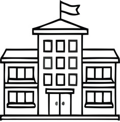 School building with flag on roof top