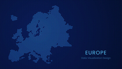Europe dotted digital map for data visualization design © magr80