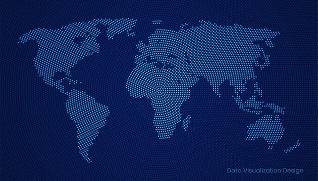 World dotted digital map for data visualization design