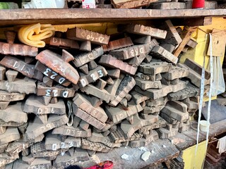 Traditional block printing textile workshop interior in Mumbai India
