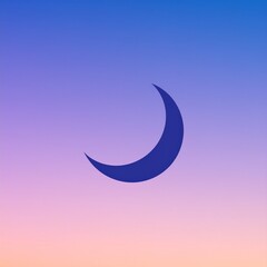 Obraz premium Crescent Moon Rising Over Gradient Sky Minimalist Night Scenery Background