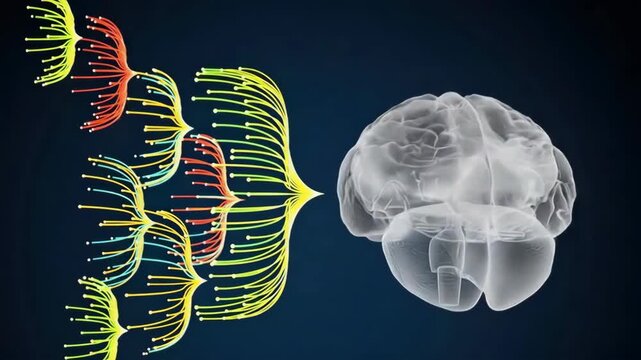 Neural network visualization abstract brain connections data flow glowing pathways scientific