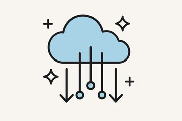 Cloud Computing Data Transfer Icon with Arrows and Sparkles.