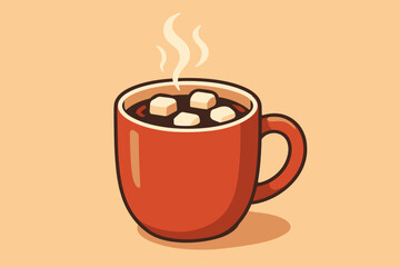 Obraz premium Cozy Hot Chocolate with Marshmallows Illustration.