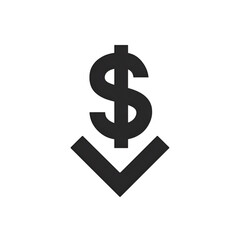 Obraz premium Dollar symbol with down arrow