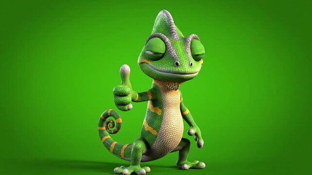3D Animated Gecko Character Thumbs Up Waving Funny Mascot Explainer Video Asset