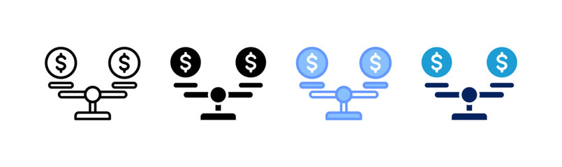money balance icon set multiple style collection