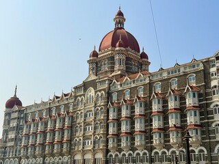 Historic street scene with British colonial architecture in Mumbai India
