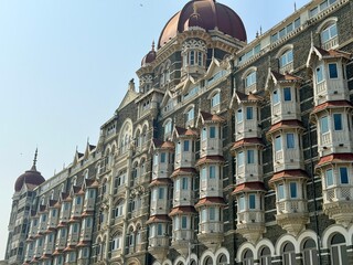 Historic street scene with British colonial architecture in Mumbai India
