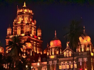 Historic street scene with British colonial architecture in Mumbai India
