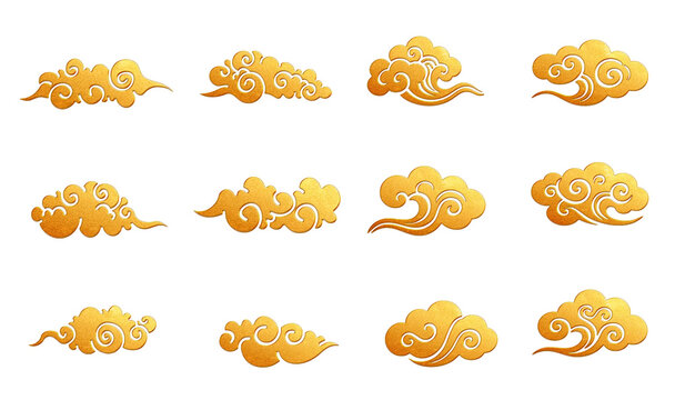 gold Chinese clouds collection set