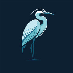 Standing Heron Bird Illustration