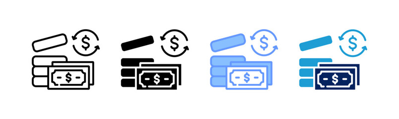 cash flow icon set multiple style collection