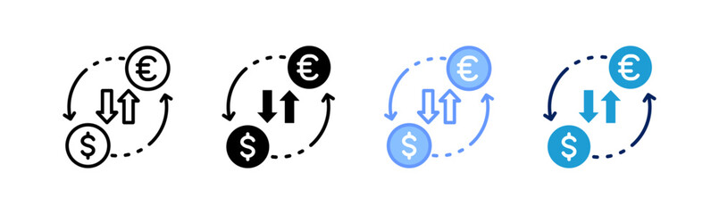 money exchange icon set multiple style collection