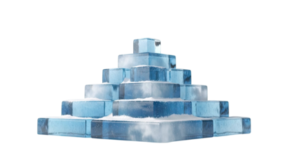 Stacked Ice Blocks with Snow