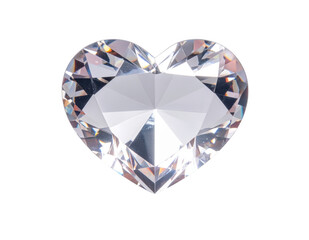 Crystal heart light reflection, isolated on white background.