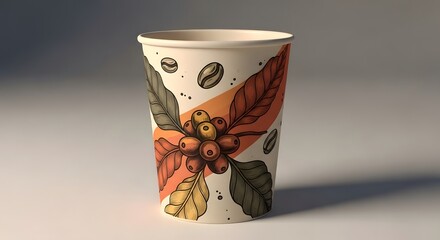 Disposable coffee cup with coffee beans design