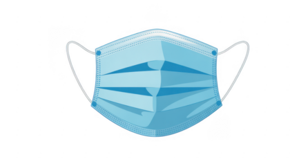 Blue surgical face mask with white straps medical isolated on a transparent background