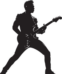Rock Guitarist Silhouette Vector Illustration Isolated on White Background