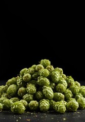 Fototapeta premium Freshly gathered hop cones piled high after the successful autumn harvest used for crafting traditional brewing ingredients and flavorful ales ,harvest ,farming ,aroma