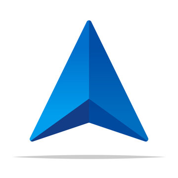 Triangular direction pointer navigation arrow vector isolated illustration